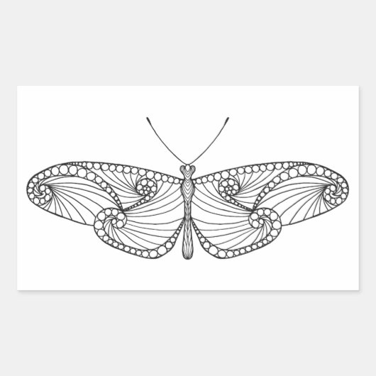 Sticker Rectangulaire Art papillon inspiré (Devant)