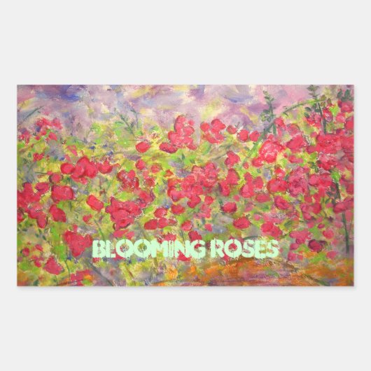 Sticker Rectangulaire art rose en floraison (Devant)