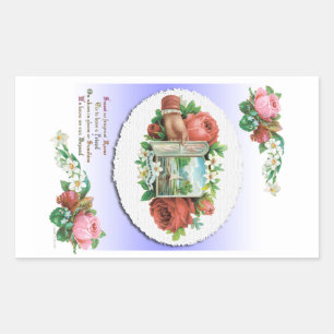 Sticker Rectangulaire Art victorien vintage de chute de roses d'amitié
