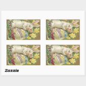 Sticker Rectangulaire Artiste lapin de Pâques vintage (Feuille)