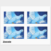 Sticker Rectangulaire Artistique Dove Outline Art En Bleu Cérulean (Feuille)