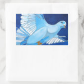 Sticker Rectangulaire Artistique Dove Outline Art En Bleu Cérulean (Sac)