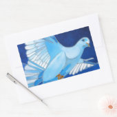 Sticker Rectangulaire Artistique Dove Outline Art En Bleu Cérulean (Enveloppe)