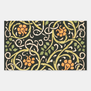 Sticker Rectangulaire Arts et artisanat vintage motif floral Roycroft