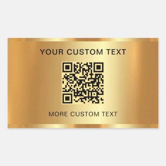 Sticker Rectangulaire Aspect Or du code QR scannable et élégant du texte (Devant)