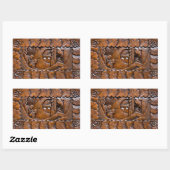 Sticker Rectangulaire Aspect oriental en bois sculpté (Feuille)