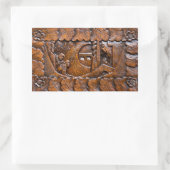 Sticker Rectangulaire Aspect oriental en bois sculpté (Sac)