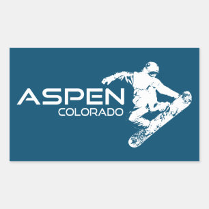 Sticker Rectangulaire Aspen Colorado Snowboardeur