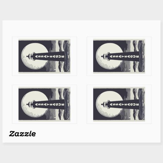 Sticker Rectangulaire Assateague Lighthouse Virginia Moon (Feuille)