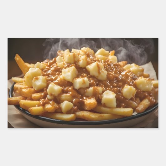 Sticker Rectangulaire Assiette de Poutine (Devant)