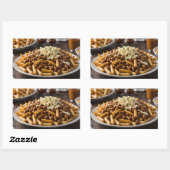 Sticker Rectangulaire Assiette de Poutine (Feuille)
