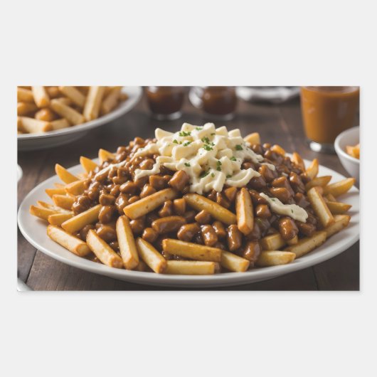 Sticker Rectangulaire Assiette de Poutine (Devant)