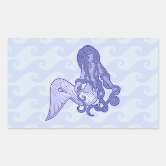 Sticker Rectangulaire Assis Mermaid bleu (Devant)