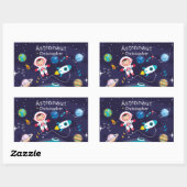 Sticker Rectangulaire Astronaut child on the moon, monogrammed name (Feuille)