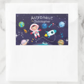 Sticker Rectangulaire Astronaut child on the moon, monogrammed name (Sac)
