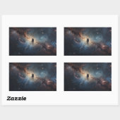 Sticker Rectangulaire astronaute flottant dans l'immensité de l'espace (Feuille)