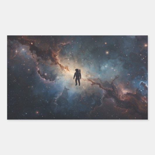 Sticker Rectangulaire astronaute flottant dans l'immensité de l'espace (Devant)