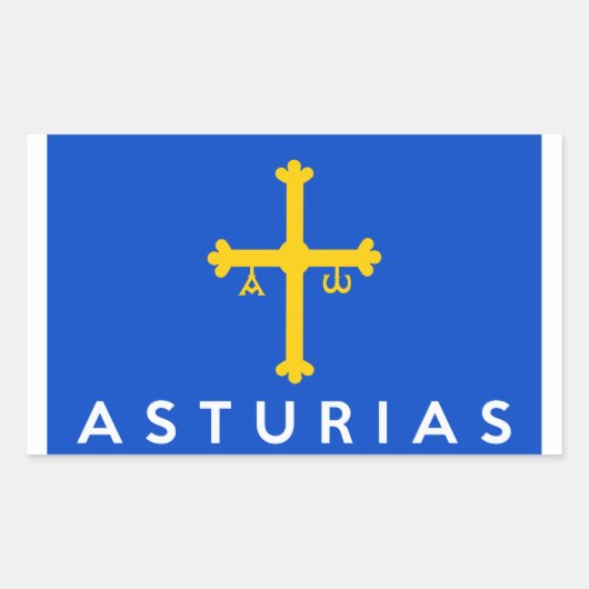 Sticker Rectangulaire asturias région drapeau espagne nom du pays (Devant)