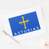 Sticker Rectangulaire asturias région drapeau espagne nom du pays (Enveloppe)