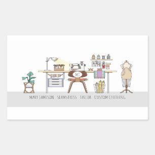 Sticker Rectangulaire Atelier de couture sur mesure Seamstress