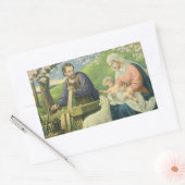 Sticker Rectangulaire Atelier de Joseph avec Marie et Bébé Jésus (Enveloppe)