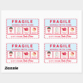 Sticker Rectangulaire Atelier de Père Noël Rouge Festipe Fragile (Feuille)