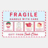 Sticker Rectangulaire Atelier de Père Noël Rouge Festipe Fragile (Devant)