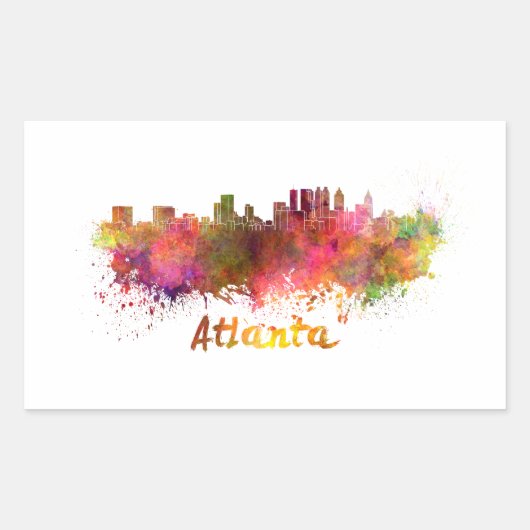 Sticker Rectangulaire Atlanta skyline in splatters with watercolor clipp (Devant)