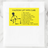 STICKER RECTANGULAIRE ATTENTION ! ASCENSEUR AVEC SOIN (Sac)