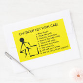 STICKER RECTANGULAIRE ATTENTION ! ASCENSEUR AVEC SOIN (Enveloppe)