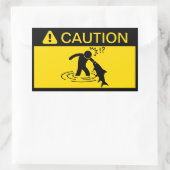 Sticker Rectangulaire Attention : Attaquer le poisson (Sac)