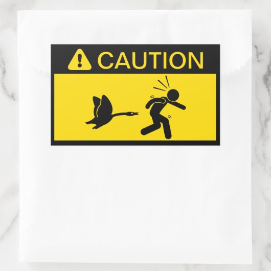 Sticker Rectangulaire Attention : Attaquer les oies (Sac)