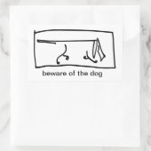 Sticker Rectangulaire attention au chien (Sac)