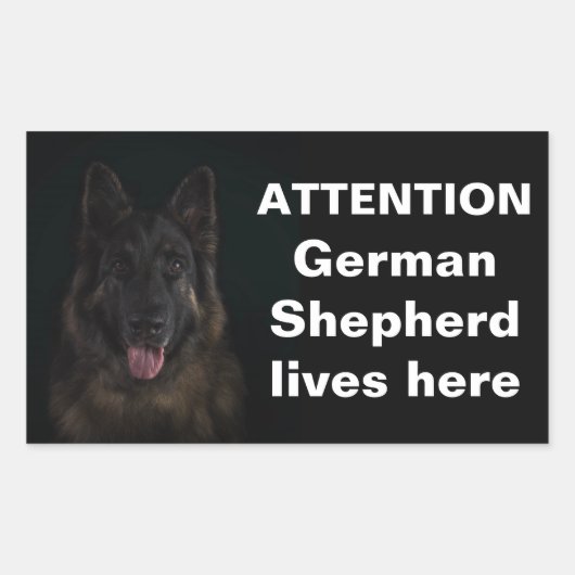 Sticker Rectangulaire Attention berger allemand vit ici (Devant)