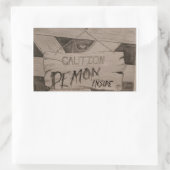 Sticker Rectangulaire Attention - Démon à l'intérieur par MrE (Sac)