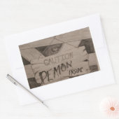 Sticker Rectangulaire Attention - Démon à l'intérieur par MrE (Enveloppe)