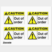 Sticker Rectangulaire ATTENTION En panne (Feuille)