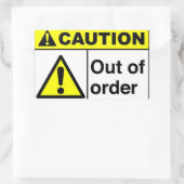 Sticker Rectangulaire ATTENTION En panne (Sac)