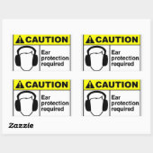 Sticker Rectangulaire ATTENTION Protection contre les oreilles (Feuille)