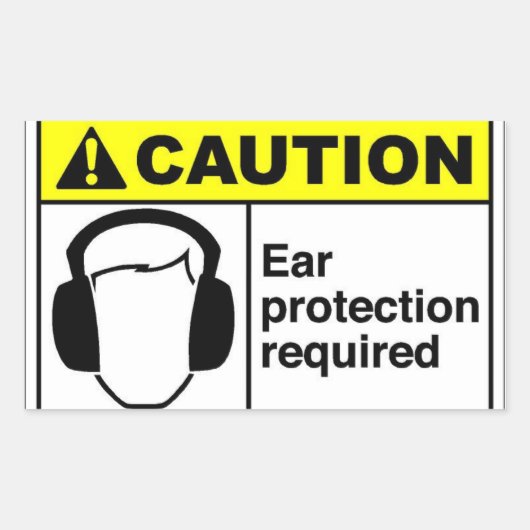 Sticker Rectangulaire ATTENTION Protection contre les oreilles (Devant)