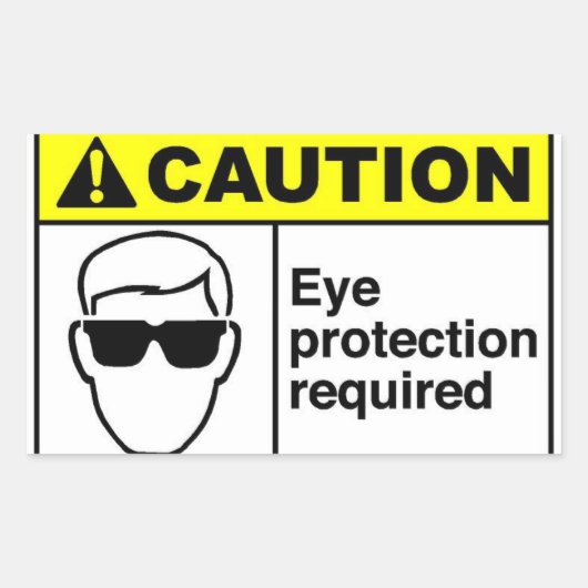 Sticker Rectangulaire ATTENTION Protection des yeux (Devant)