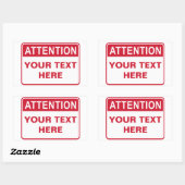 Sticker Rectangulaire Attention Sign, template (Feuille)