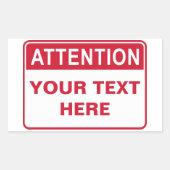 Sticker Rectangulaire Attention Sign, template (Devant)