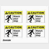 Sticker Rectangulaire ATTENTION Suivez votre pas (Feuille)