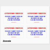 STICKER RECTANGULAIRE ATTENTION THEVES (Feuille)