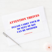 STICKER RECTANGULAIRE ATTENTION THEVES (Enveloppe)
