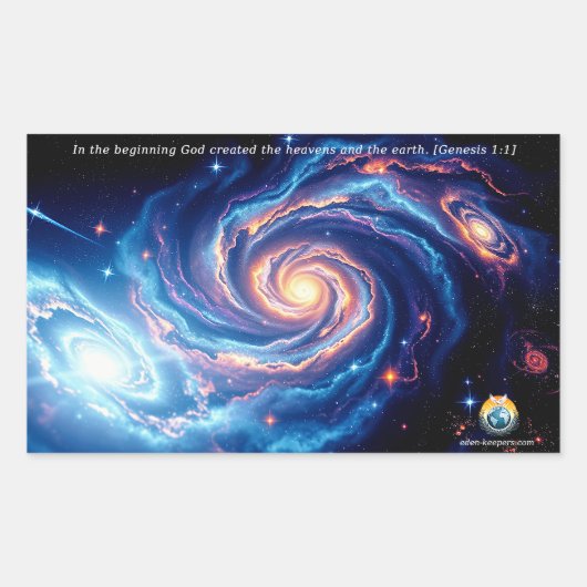 Sticker Rectangulaire Au début, Dieu et Verse de création (Devant)