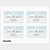 Sticker Rectangulaire Au-Dessus Du Baby shower Lune Blue Boy (Feuille)