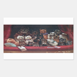 Sticker Rectangulaire Au Jeu - Illustration Vintage de Louis Wain