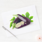 Sticker Rectangulaire aubergines fraîches avec feuille (Enveloppe)